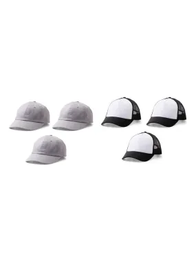 6 casquettes Cricut à personnaliser - Noir/ Blanc + Gris - N/A