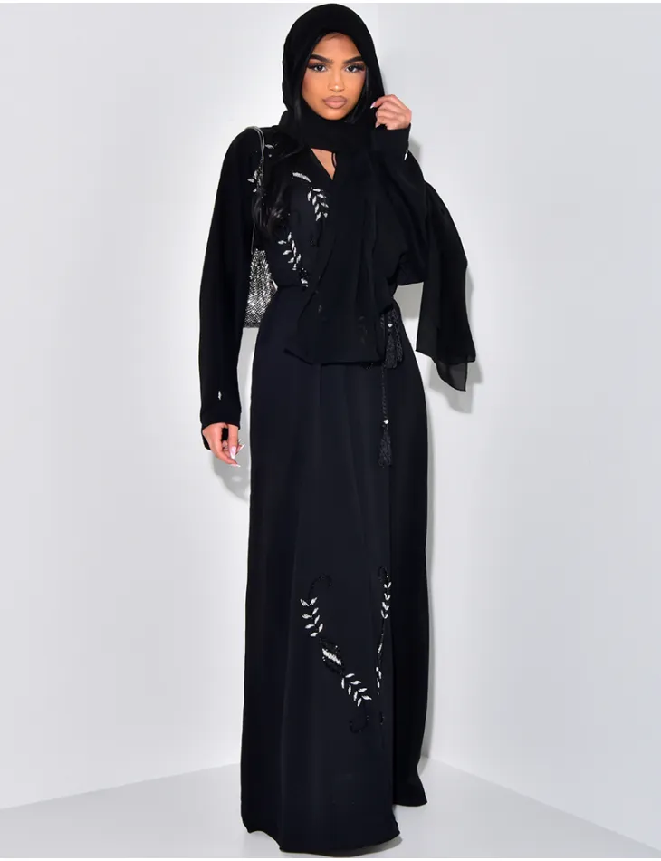 Abaya made in Dubai à strass & voile / 59767 - JEANS INDUSTRY