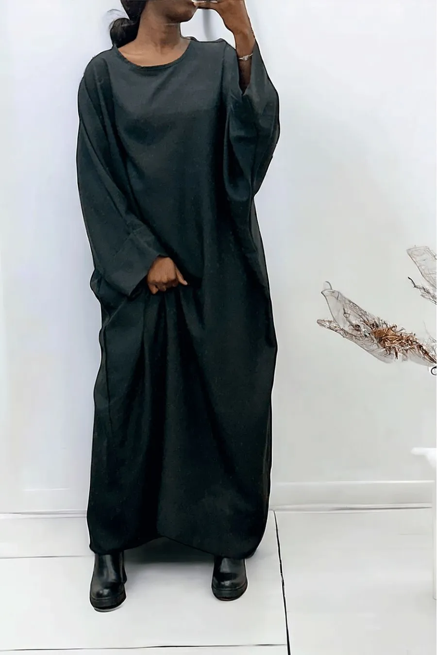 Abaya noire très ample (36-52) coupe kimono