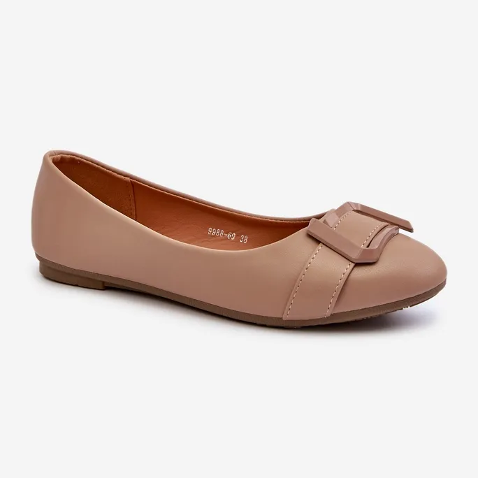 Ballerines en cuir écologique avec ceinture et décoration, beige foncé Cadwenla