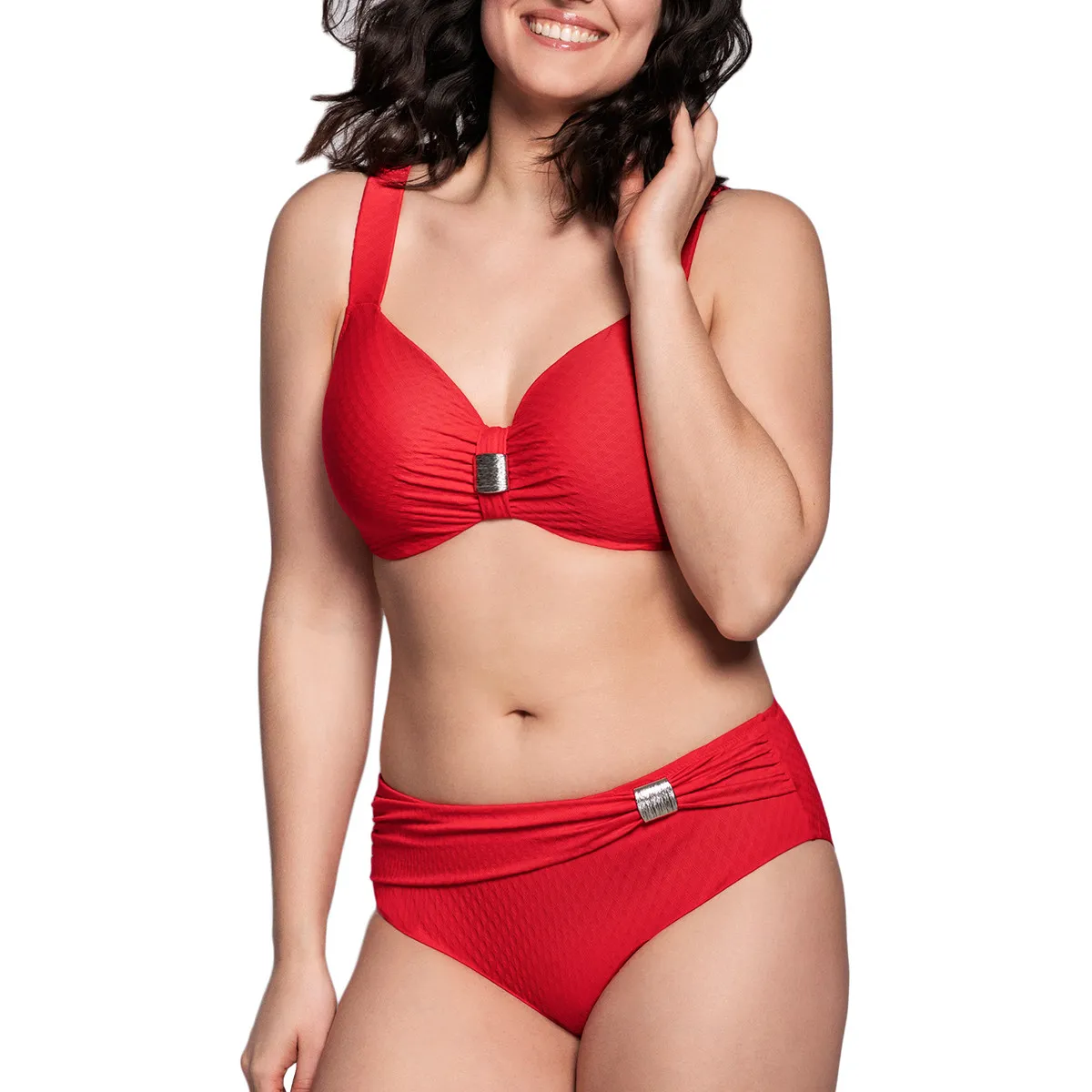 Bas de maillot de bain grande taille St. Tropez rouge de Ulla Dessous