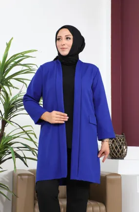 Blazer Grande Taille Veste Femme Hijab Vêtements Blazer Veste 8795 Bleu 8795.Mavi