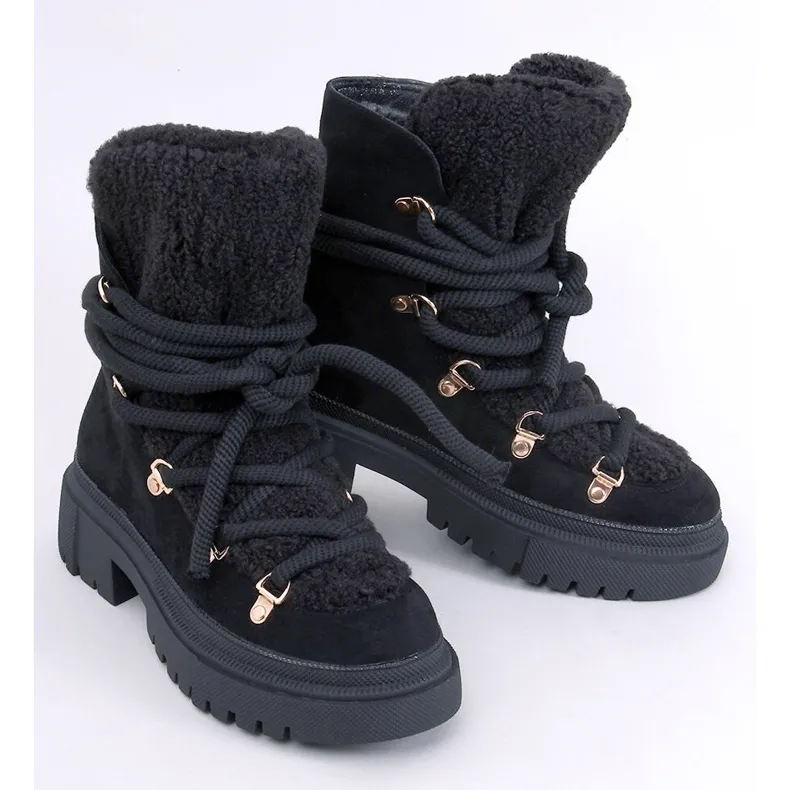 Bottes de neige en peau de mouton noir Shea le noir