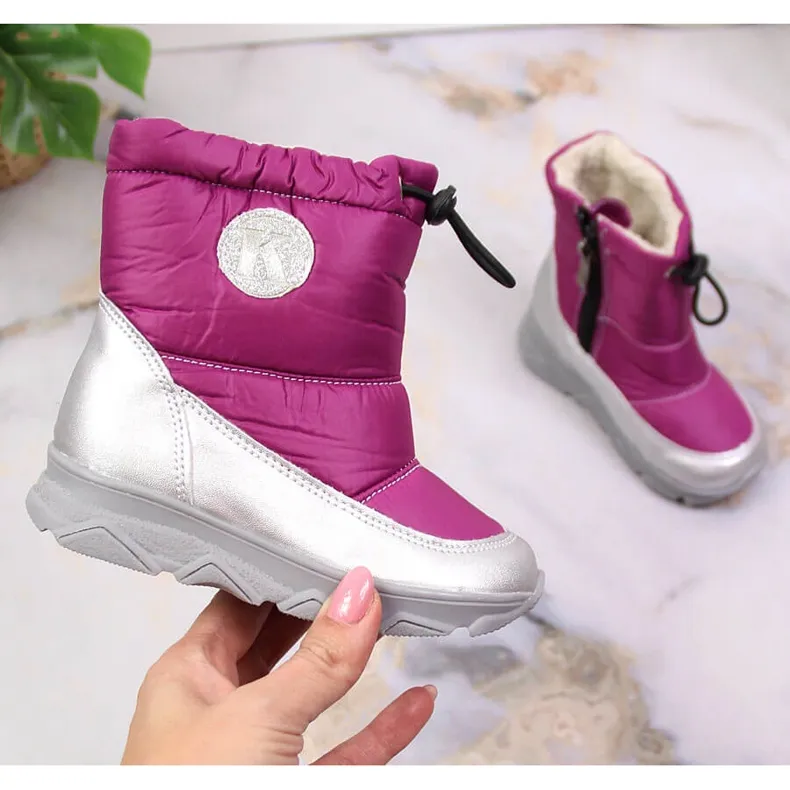 Bottes de neige isolées argent fuchsia pour fille Kornecki 6896 rose