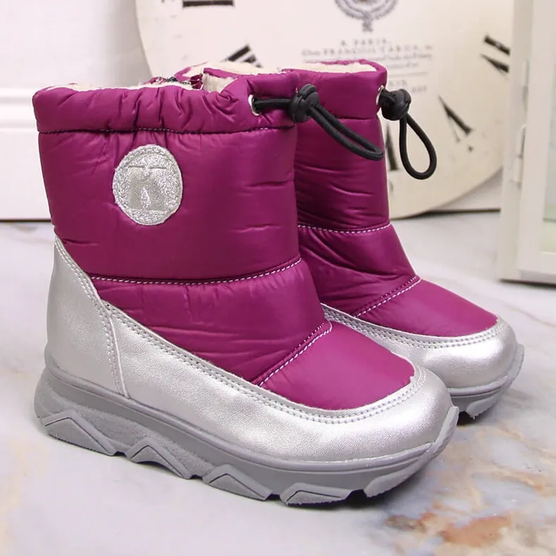 Bottes de neige isolées argent fuchsia pour fille Kornecki 6896 rose