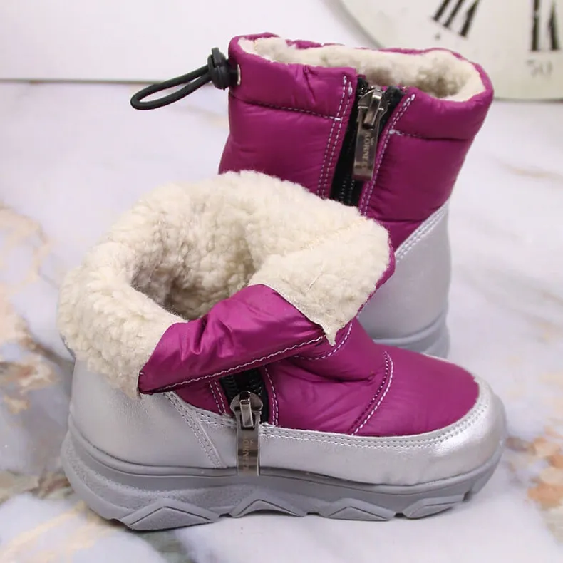 Bottes de neige isolées argent fuchsia pour fille Kornecki 6896 rose