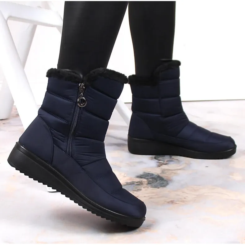 Bottes de neige isolées bleu marine pour femme NEWS EVE377B