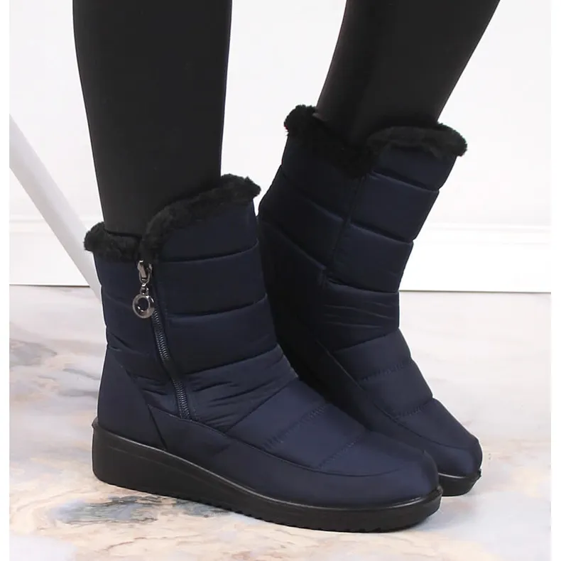 Bottes de neige isolées bleu marine pour femme NEWS EVE377B