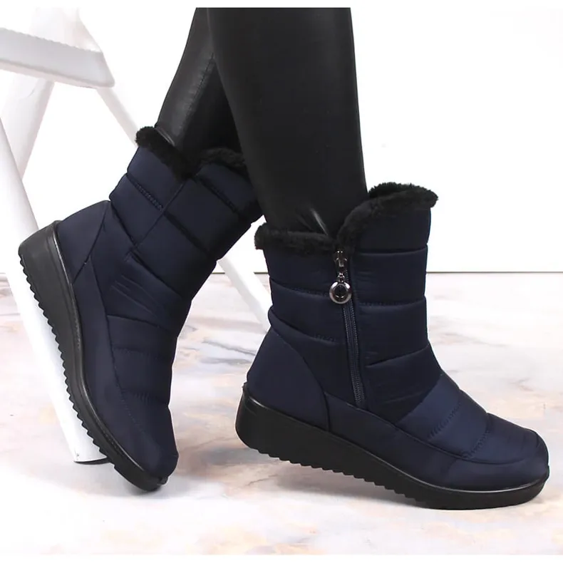 Bottes de neige isolées bleu marine pour femme NEWS EVE377B