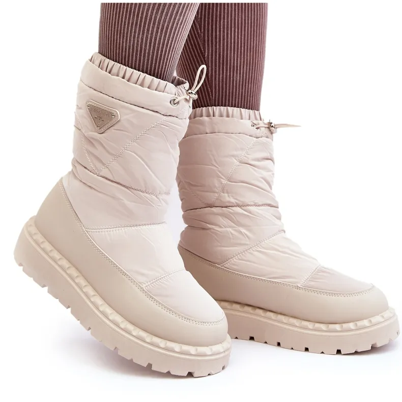 Bottes de neige pour femme à semelle épaisse, Lureta beige clair