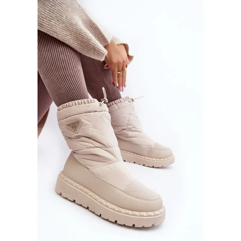 Bottes de neige pour femme à semelle épaisse, Lureta beige clair