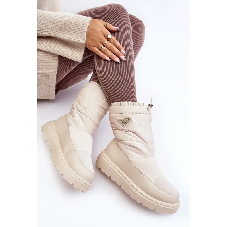 Bottes de neige pour femme à semelle épaisse, Lureta beige clair