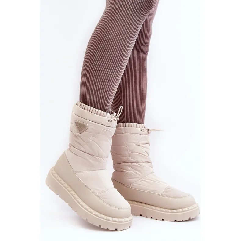 Bottes de neige pour femme à semelle épaisse, Lureta beige clair