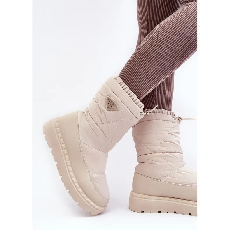 Bottes de neige pour femme à semelle épaisse, Lureta beige clair