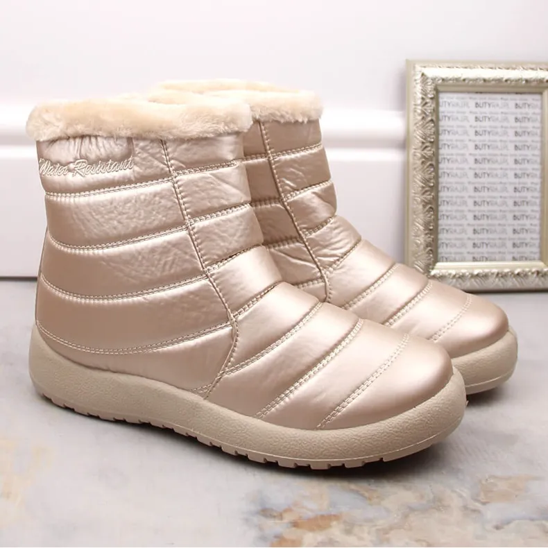 Bottes de neige vernies imperméables pour femme, beige News 1467