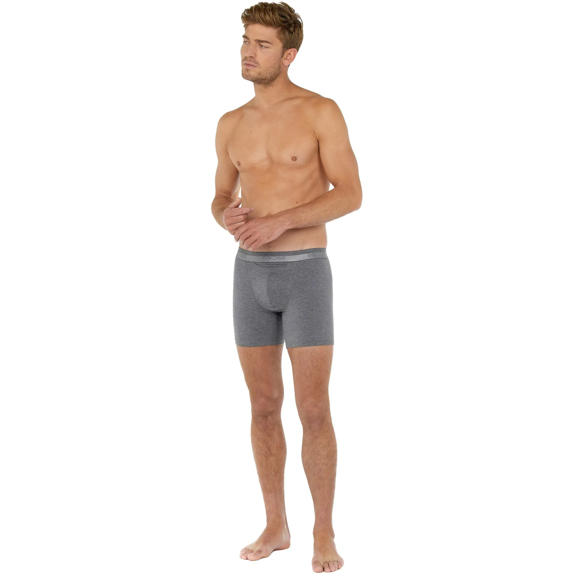 Boxer HO1 long Classic - gris chiné - HOM : vente shorty boxers hom...