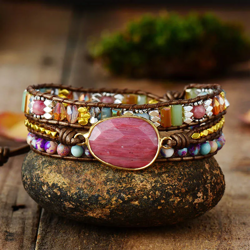 Bracelet Enroulé Rhodochrosite : Bijou Spirituel - Shine Boutique