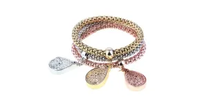 Bracelet femme strass 3 larmes brillantes