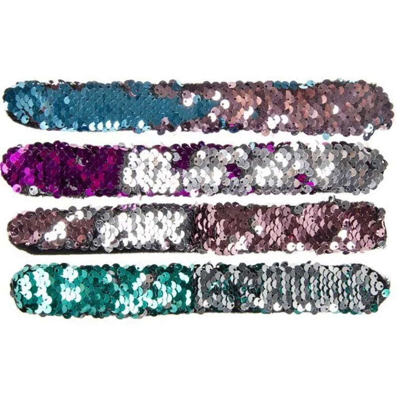 Bracelet snap à sequins réversible 22cm MIX