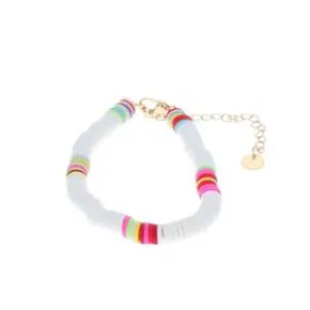 Bracelet surfeur perles de heishi blanc Roodoudou - Le petit Souk