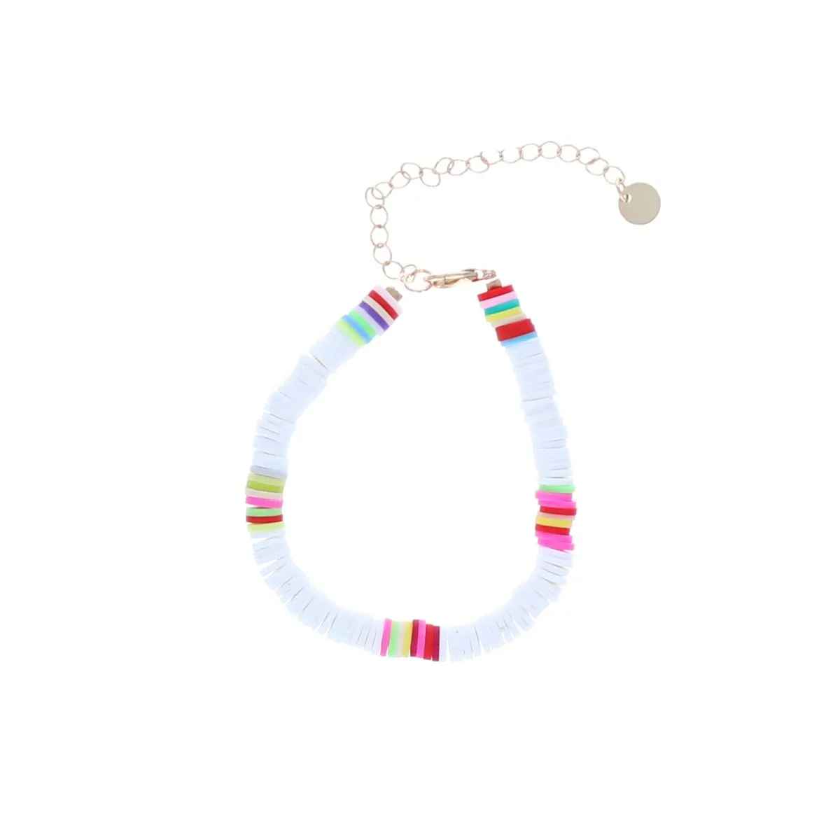 Bracelet surfeur perles de heishi blanc Roodoudou - Le petit Souk