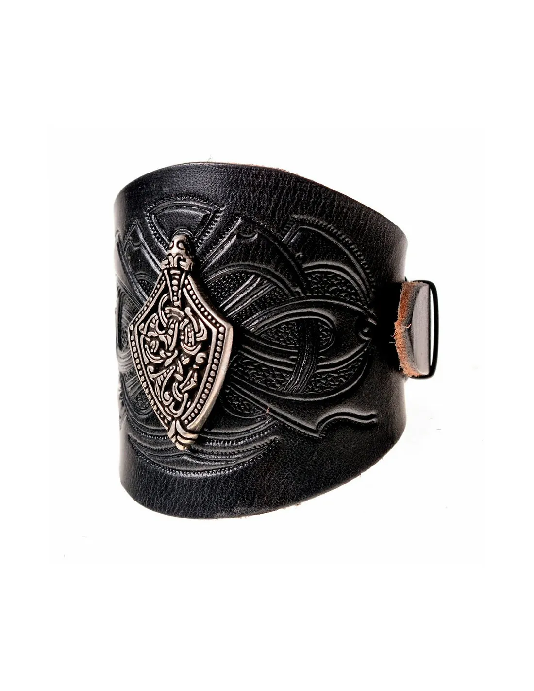 Bracelet Viking Harald avec reliefs en cuir ⚔️ Boutique Épées