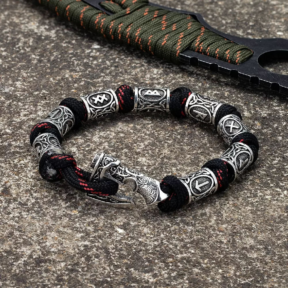 Bracelet à corde - Hache Runique Viking