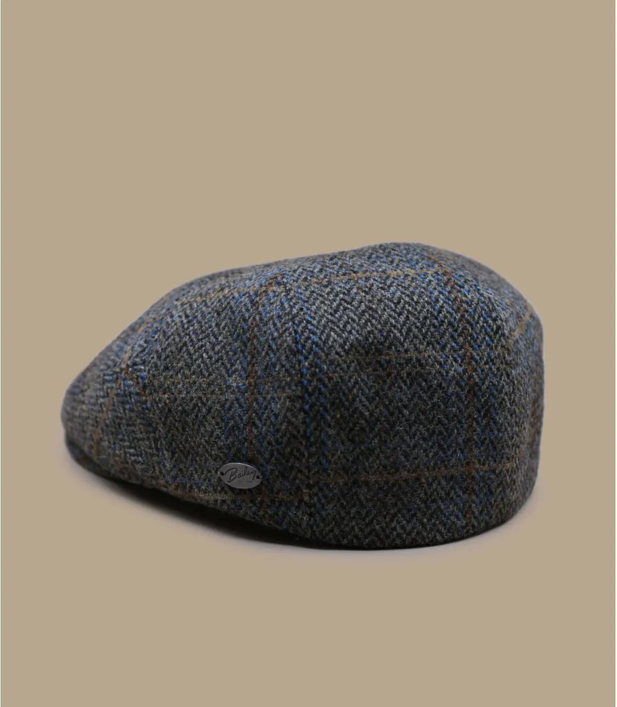 béret casquette plate marron - Lou oak plaid Bailey : Headict