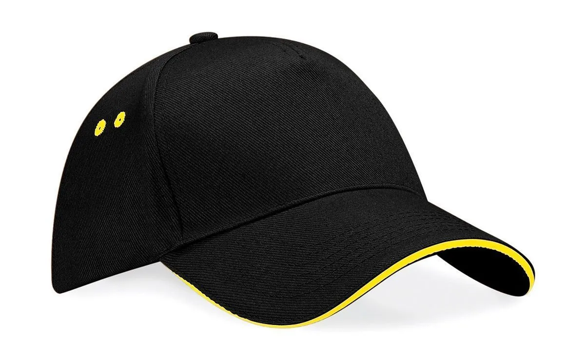 Casquette 5 panneaux adulte - B15C - noir et jaune 