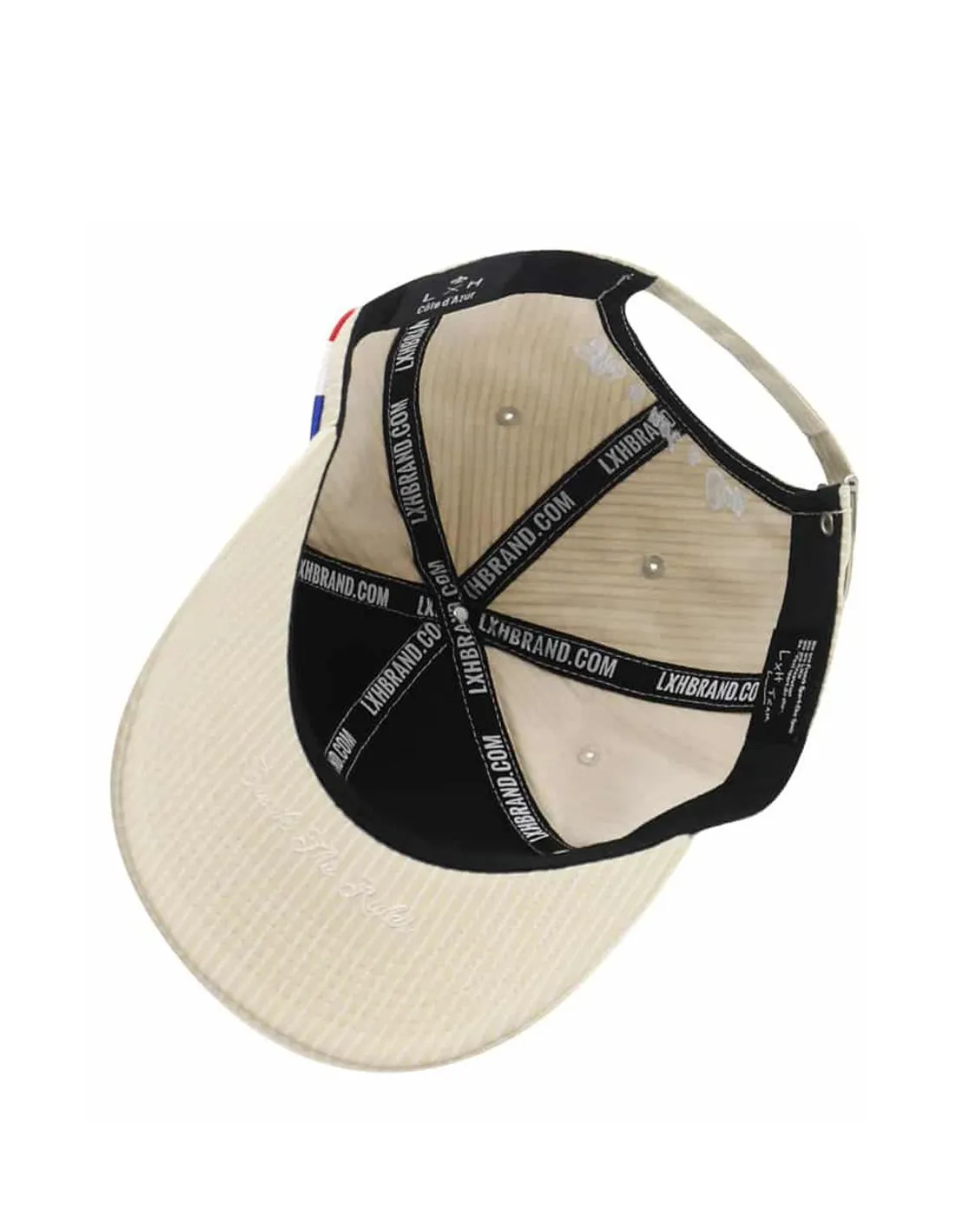 Casquette rayures LXH Ref 60009 beige blanc