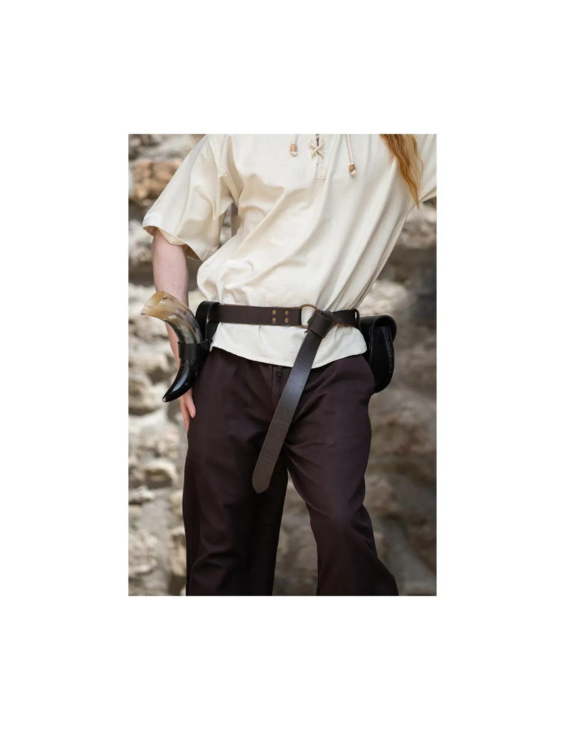 Ceinture en cuir avec motif celtique, couleur marron foncé ⚔️ Boutique Épées