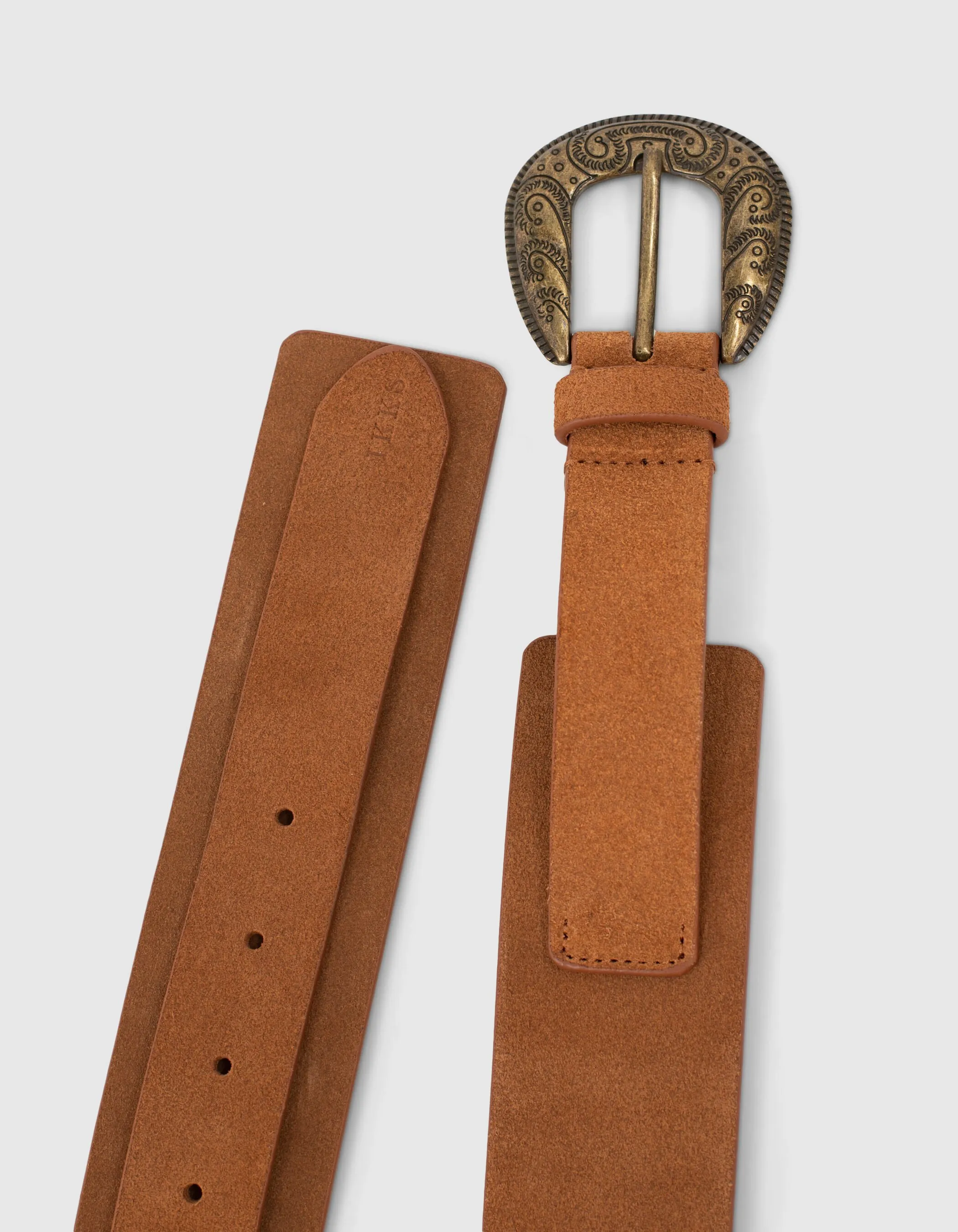 Ceinture en cuir suédé camel boucle western femme