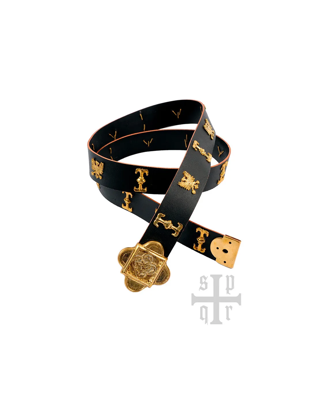 Ceinture médiévale Saint Georges en cuir marron ⚔️ Boutique Épées