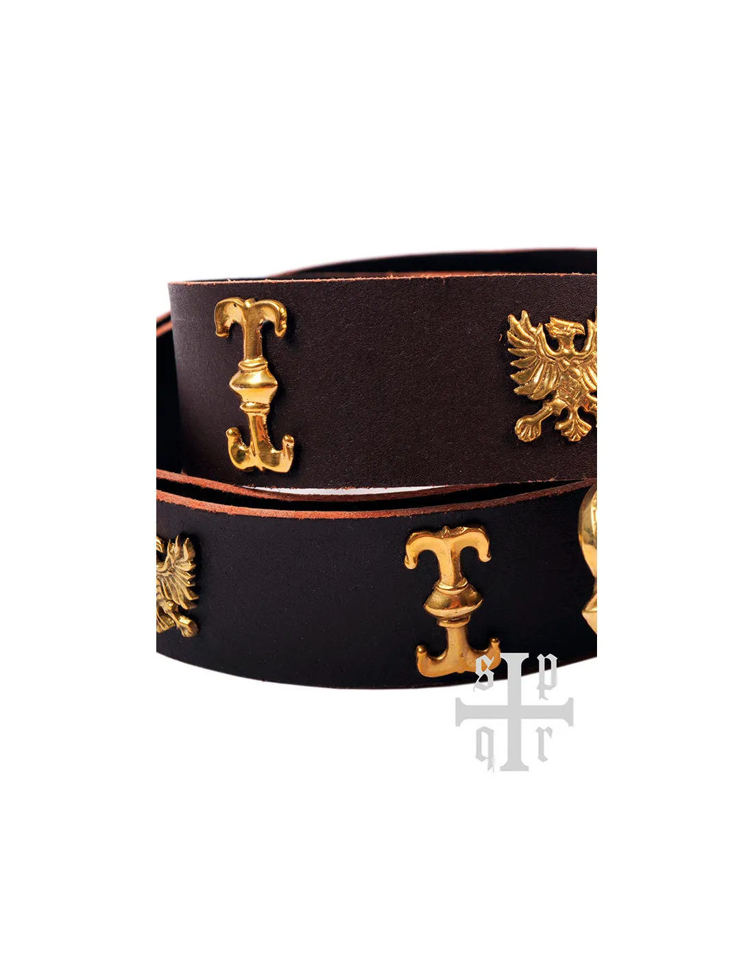 Ceinture médiévale Saint Georges en cuir marron ⚔️ Boutique Épées