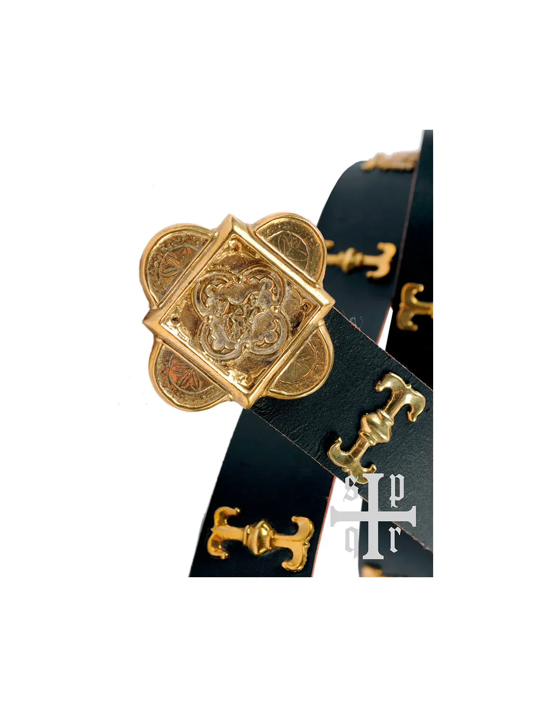 Ceinture médiévale Saint Georges en cuir marron ⚔️ Boutique Épées