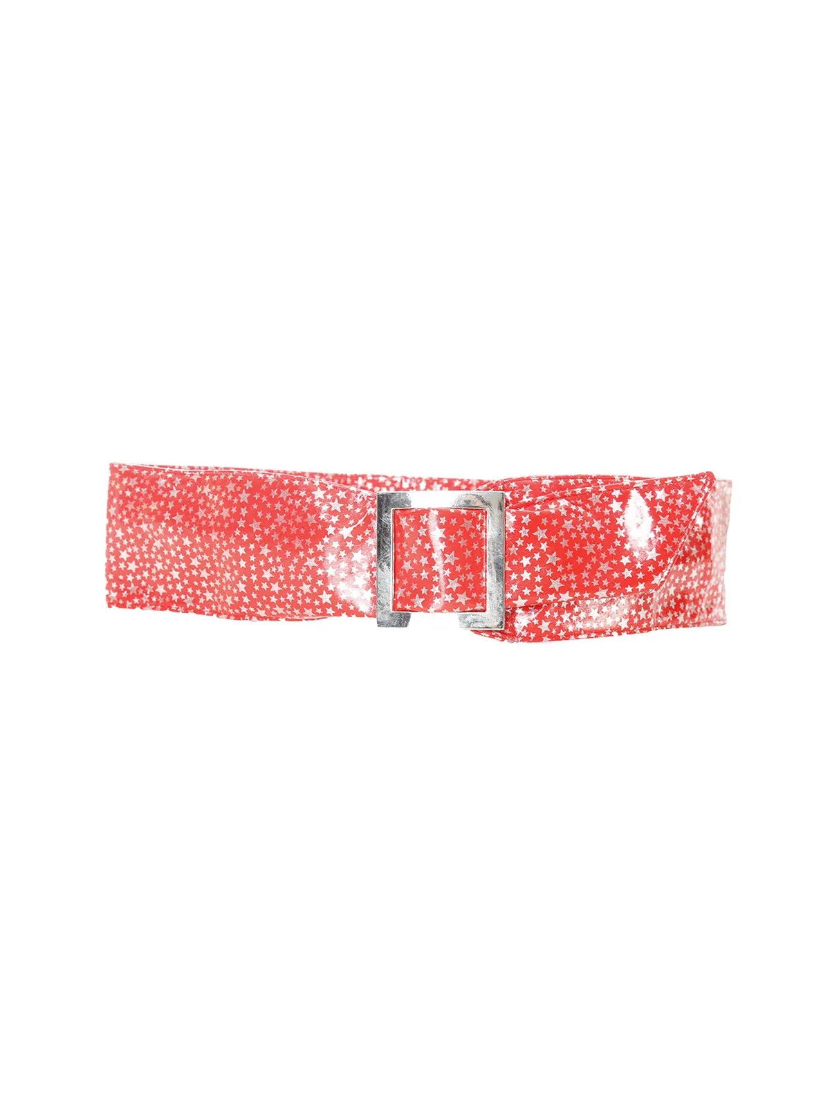 Ceinture rouge égère à motif étoiles et boucle rectangle. étoiles