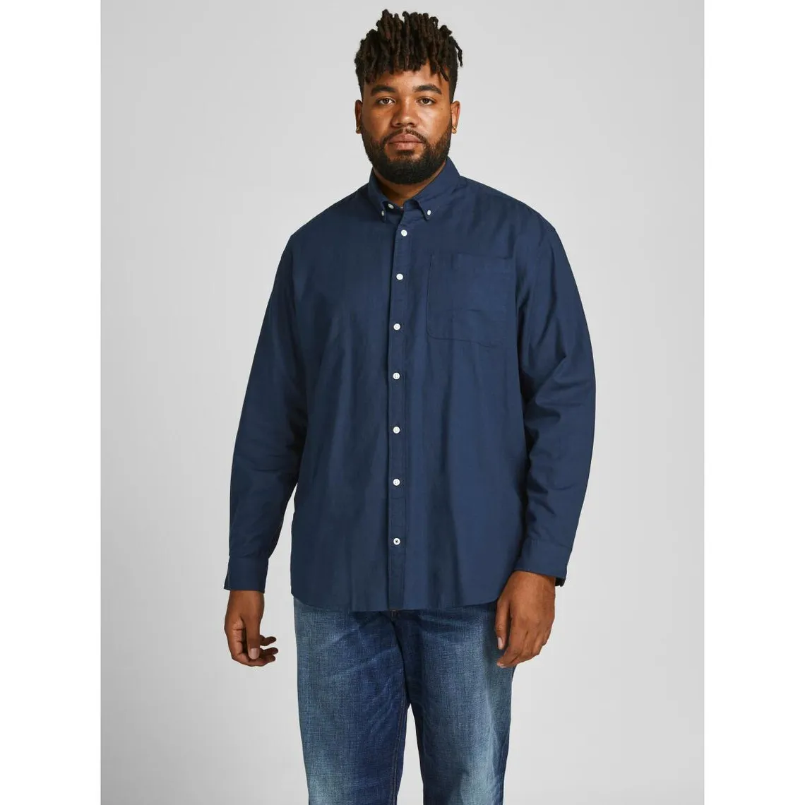 Chemise à boutons Slim Fit Col boutonné Manches longues Bleu Marine en coton Hugo Jack & Jones - Chemise Homme sur