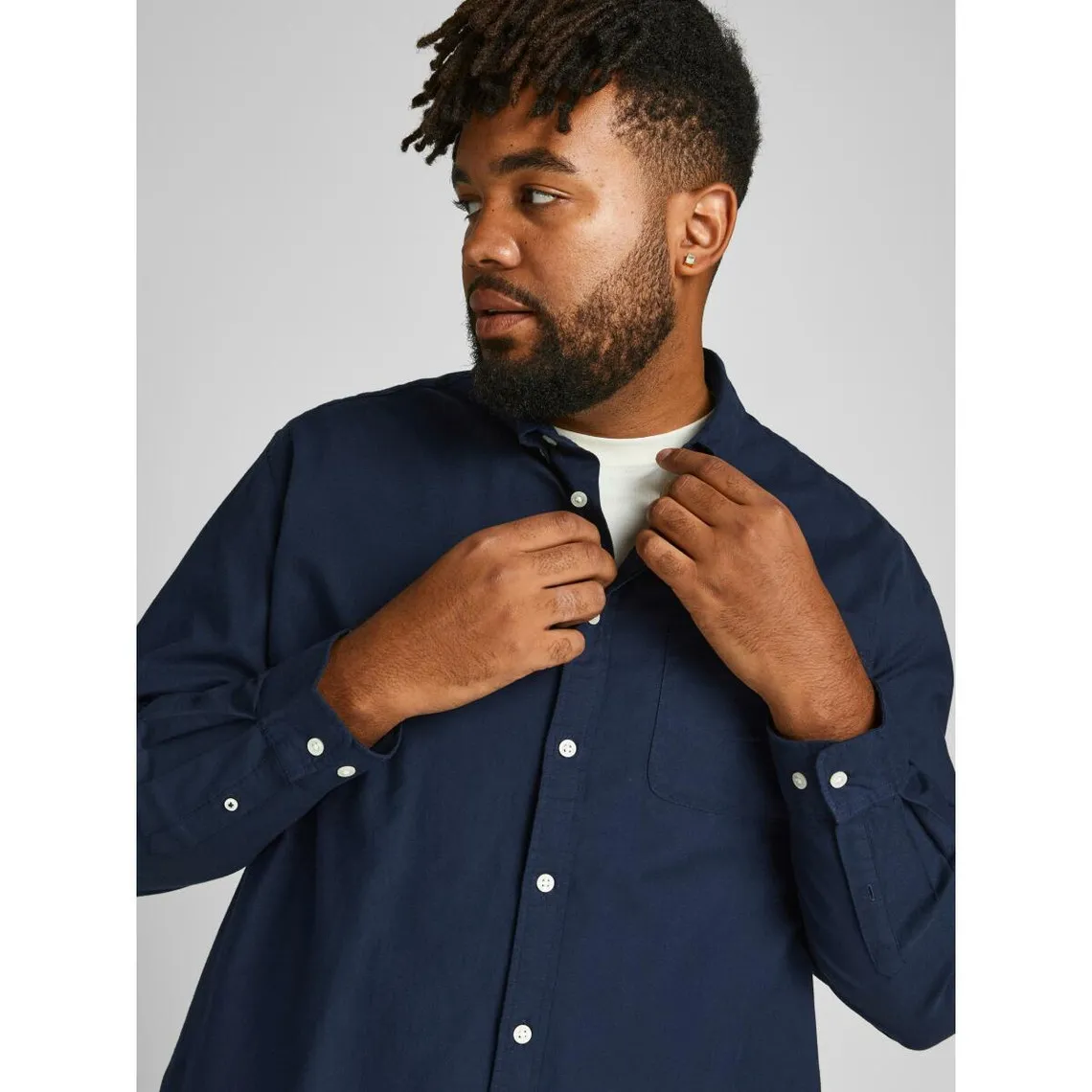 Chemise à boutons Slim Fit Col boutonné Manches longues Bleu Marine en coton Hugo Jack & Jones - Chemise Homme sur