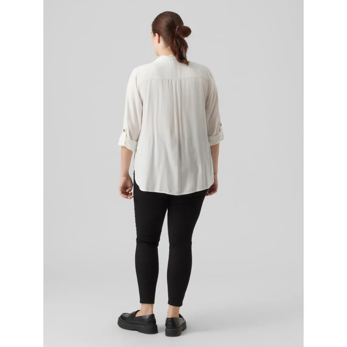 Chemise à manches avec revers - Blanc en viscose | 3 Suisses