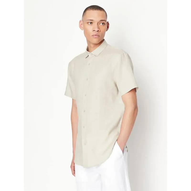 Chemise en lin uni beige homme - Armani Exchange | wimod