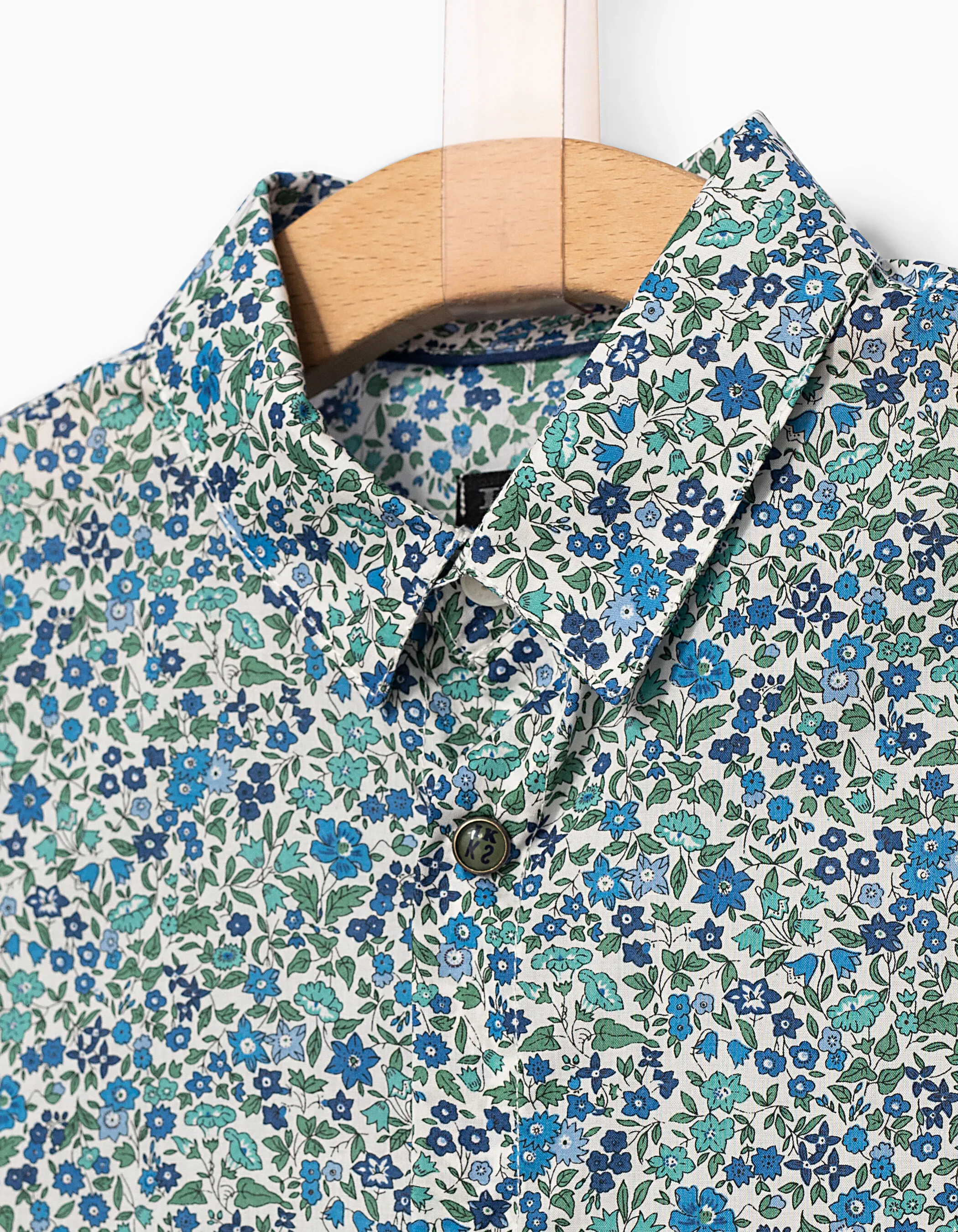 Chemise indigo Liberty® à motifs fleurs garçon