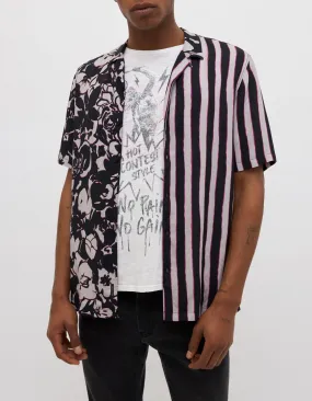 Chemise REGULAR noire à fleurs et rayures Homme