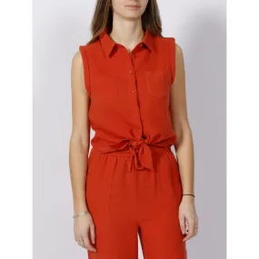 Chemise sans manche à noeud martine orange femme - Deeluxe | wimod