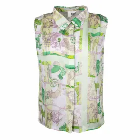 Chemise sans manches fluide imprimé animal tons verts Femme ROSE à