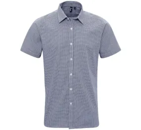 Chemise à carreaux manches courtes - Homme - PR221 - bleu marine 