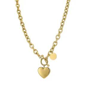 Collier Corazon acier doré or