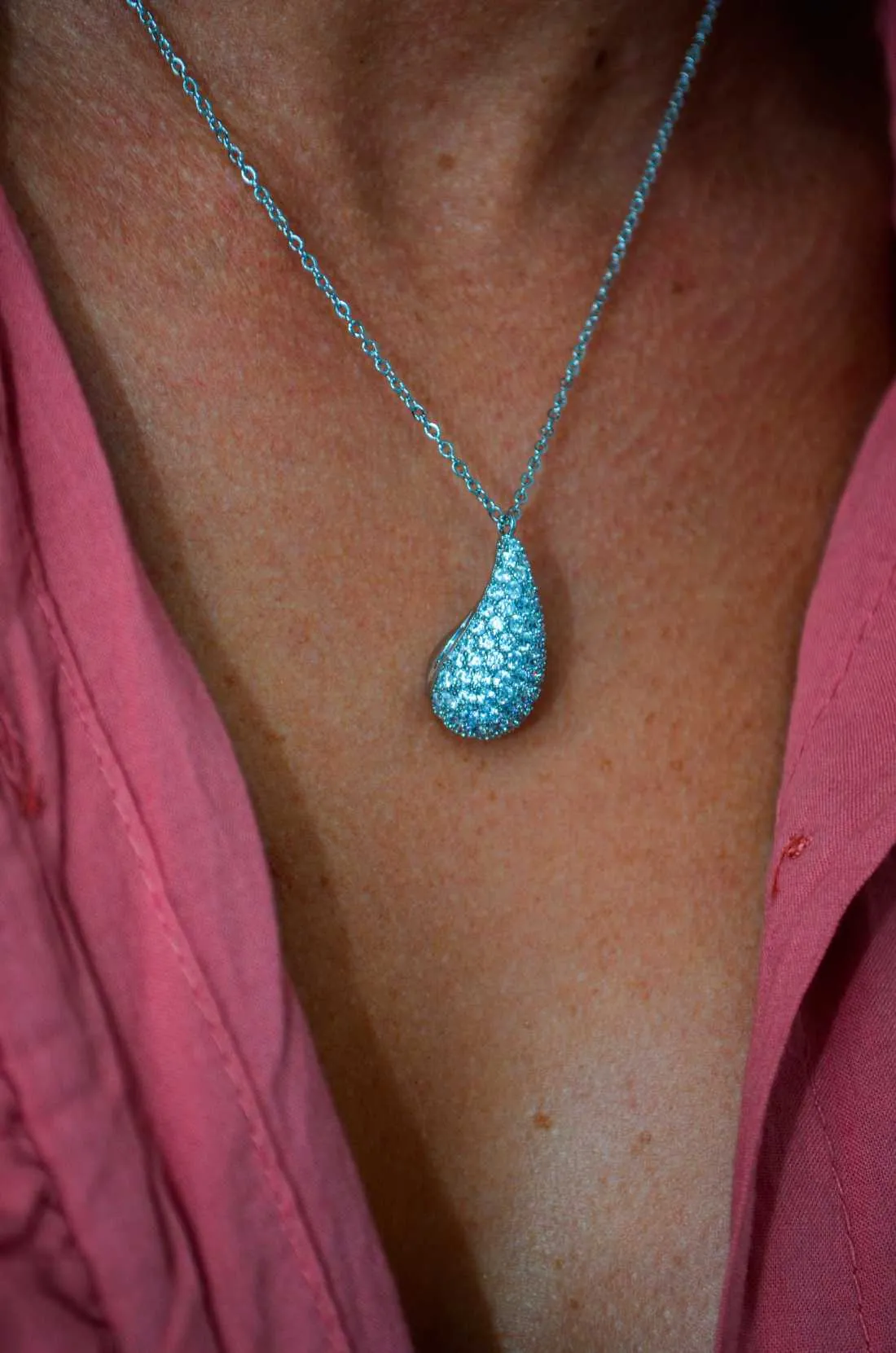 Collier Goutte Strass Argenté LIA