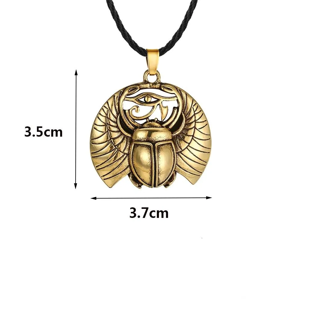 Collier vintage noir avec pendentif œil d'Horus • Vintage Univers