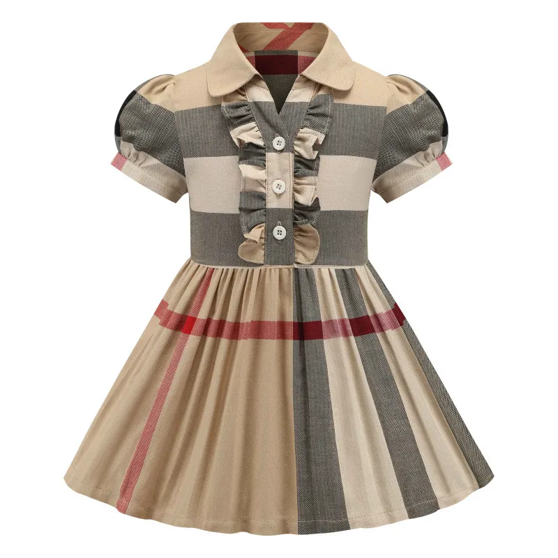 Enfants Nouveau Style À Manches Longues Fille Robe À Carreaux Tenue Décontractée Arc Coton Enfants Vêtements Vêtements Pour Enfa