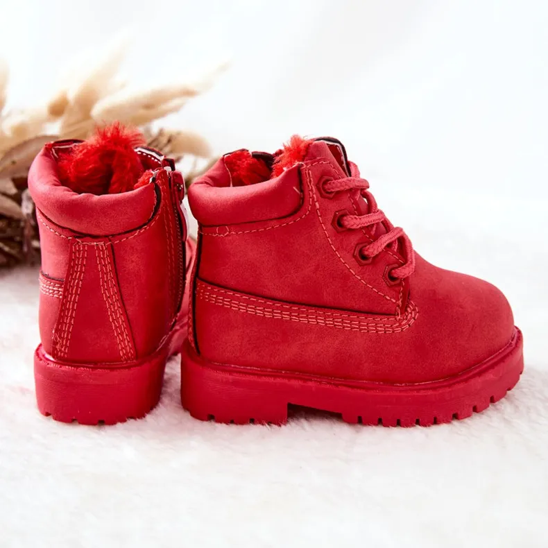 FR1 Bottes de Trappeur Chaudes pour Enfants Rouge Dexter